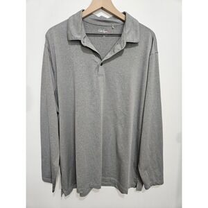 Walter Hagen Mens XXL Essentials Long Sleeve Polo Shirt Grey Striped Performance
